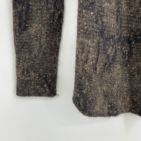 EILEEN FISHER *FLAWED* Black Gold Metallic Mohair Wool Blend Open Cardigan Small - Picture 4 of 7
